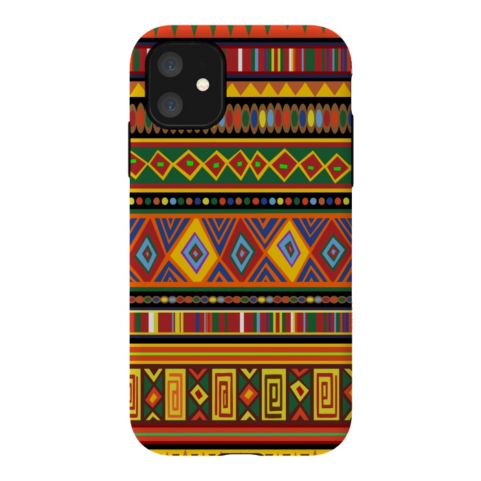 iPhone 11 StrongFit Ethnic Colorful Pattern Africa Art by BluedarkArt