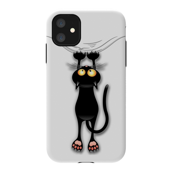 iPhone 11 StrongFit Fun and Naughty Cat Falling Down  by BluedarkArt