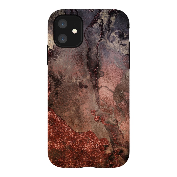 iPhone 11 StrongFit Copper Glitter and Ink Marble by  Utart