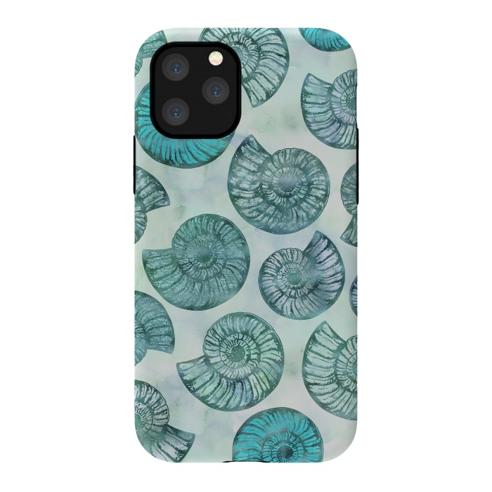 iPhone 11 Pro StrongFit Teal Fossils And Ammonites by Andrea Haase