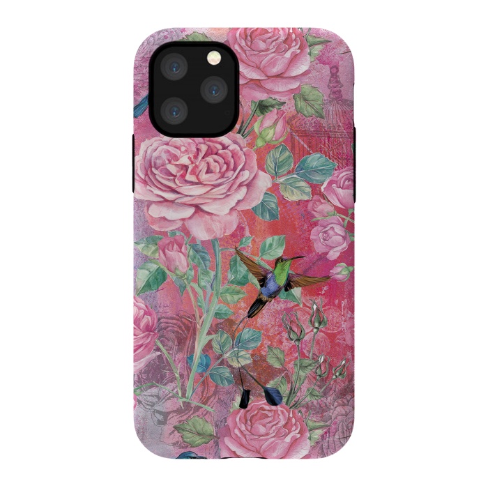 iPhone 11 Pro StrongFit Roses and Hummingbirds by  Utart