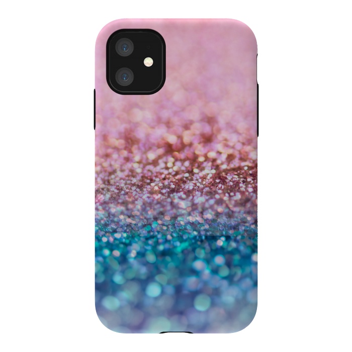 iPhone 11 StrongFit Teal and Rose Gold Glitter Dance by  Utart