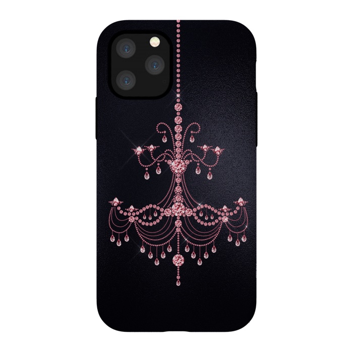 iPhone 11 Pro StrongFit Pink sparkling chandelier on metal black  by  Utart