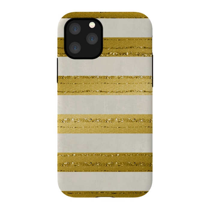 iPhone 11 Pro StrongFit Golden Glitter Lines On Cream by Andrea Haase