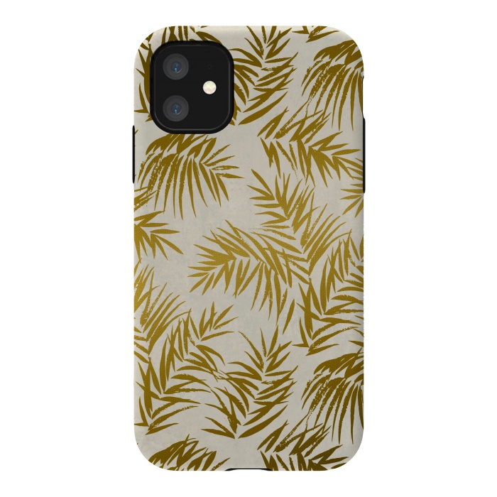 iPhone 11 StrongFit Golden Palm Leaves 2 by Andrea Haase