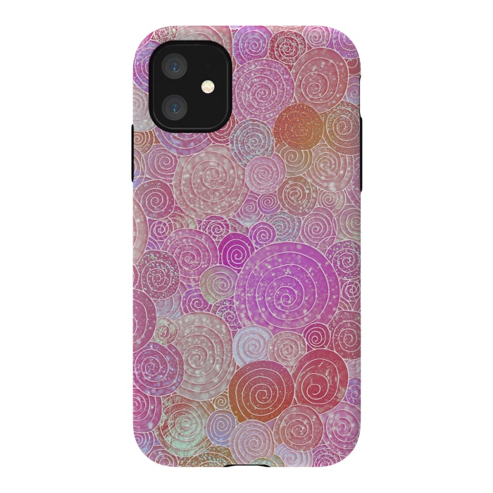 iPhone 11 StrongFit Pink and rose gold circles and dots pattern by  Utart