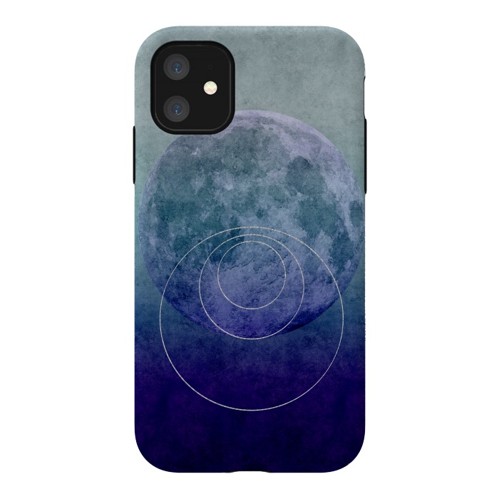 iPhone 11 StrongFit Blue Abstract Moon by Andrea Haase