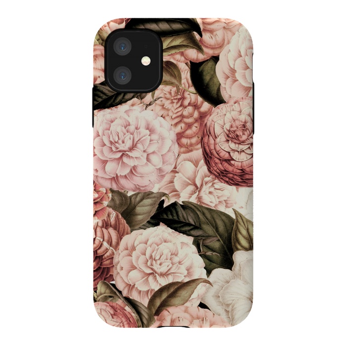 iPhone 11 StrongFit Pink Vintage Camelia Pattern by  Utart