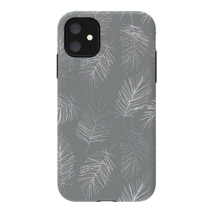 iPhone 11 StrongFit Silver Palm Leaves by Andrea Haase