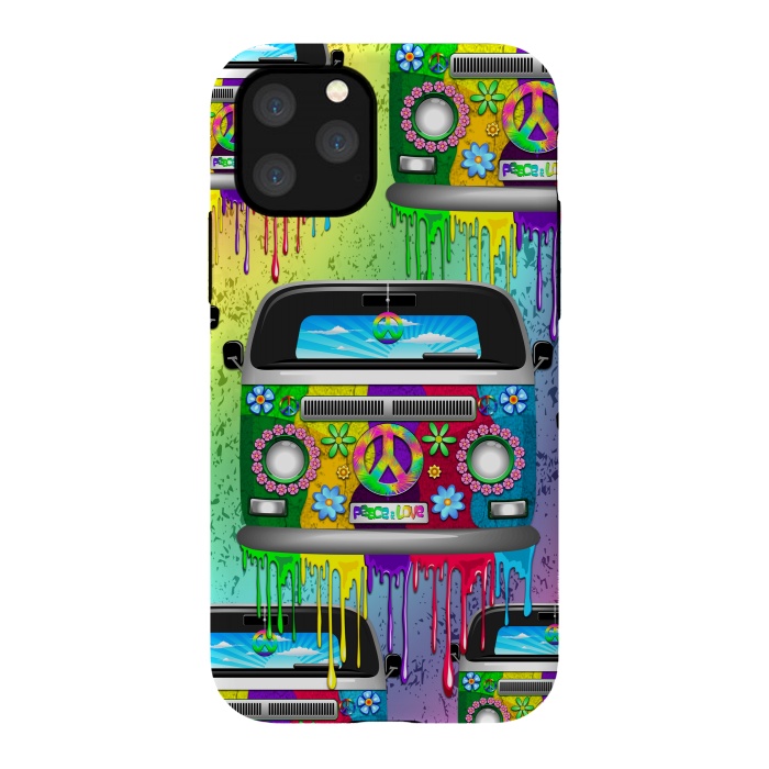 iPhone 11 Pro StrongFit Hippie Van Dripping Rainbow Paint by BluedarkArt
