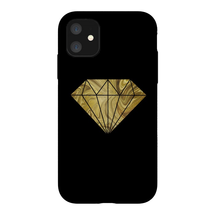 iPhone 11 StrongFit Golden Diamond  Faux Glitter On Black by Andrea Haase