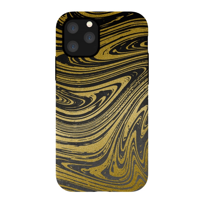 iPhone 11 Pro StrongFit Black Gold Marble 2 by Andrea Haase