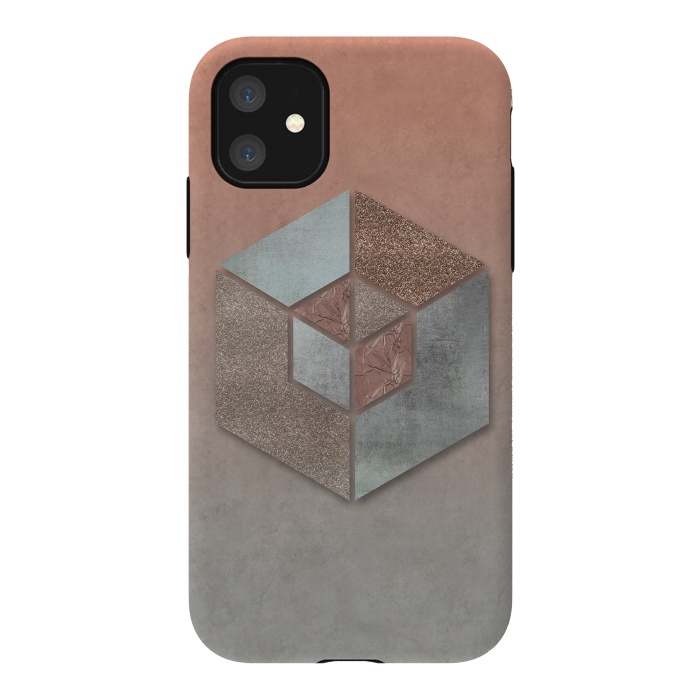 iPhone 11 StrongFit Copper Gray Hexagon by Andrea Haase