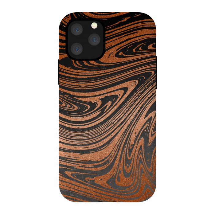 iPhone 11 Pro StrongFit Copper Black Faux Marble 2 by Andrea Haase