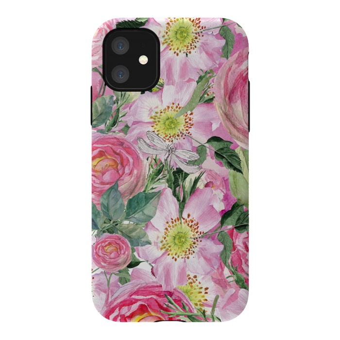 iPhone 11 StrongFit Vintage Dog Roses by  Utart