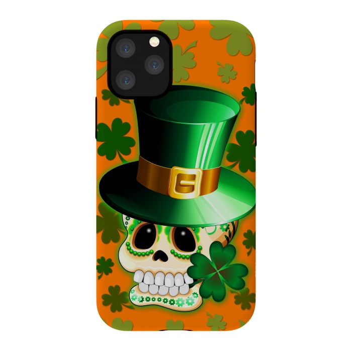iPhone 11 Pro StrongFit St Patrick Lucky Irish Skull Cartoon  by BluedarkArt