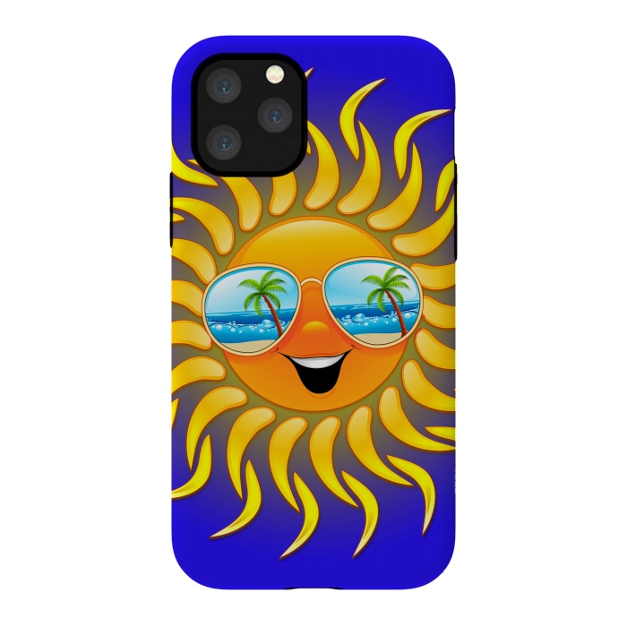 iPhone 11 Pro StrongFit Summer Sun Cartoon with Sunglasses by BluedarkArt