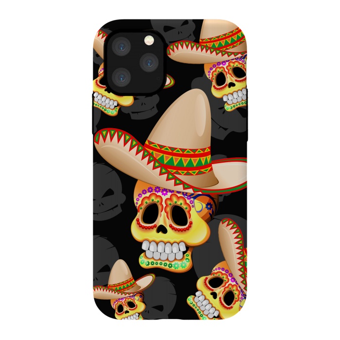iPhone 11 Pro StrongFit Mexico Sugar Skull with Sombrero by BluedarkArt