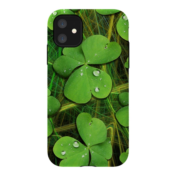 iPhone 11 StrongFit Shamrocks St Patrick with Dew Drops by BluedarkArt
