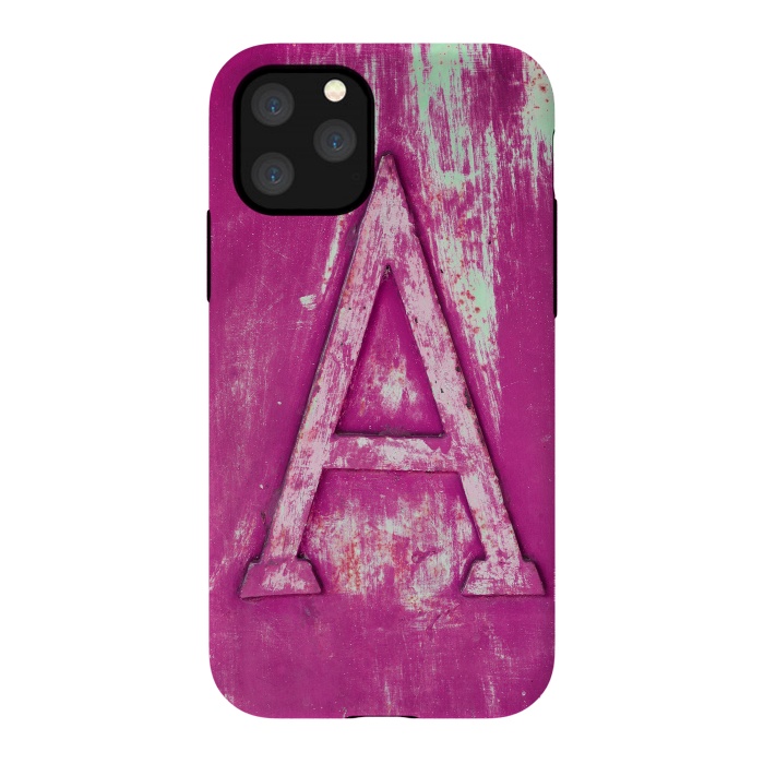 iPhone 11 Pro StrongFit Grunge Style Pink Letter A by Andrea Haase