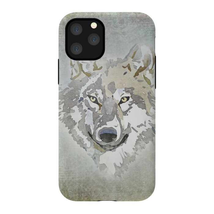 iPhone 11 Pro StrongFit Wolf Head Watercolor Art 2 by Andrea Haase
