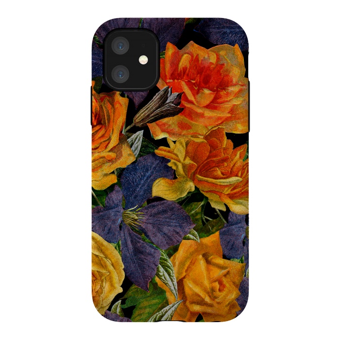 iPhone 11 StrongFit Clematis and Yellow Vintage Roses by  Utart