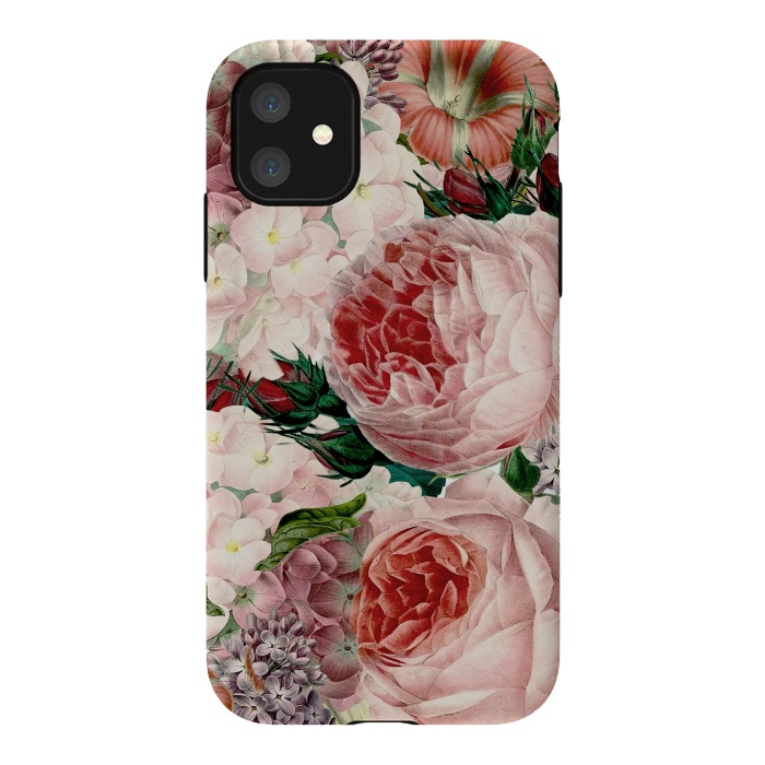 iPhone 11 StrongFit Roses and Hydrangea Pattern by  Utart