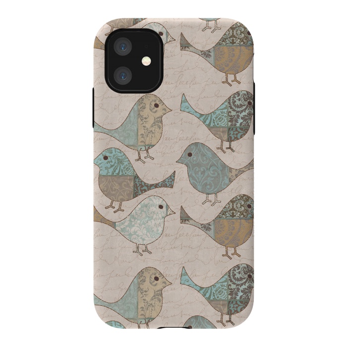 iPhone 11 StrongFit Cute Patchwork Birds by Andrea Haase