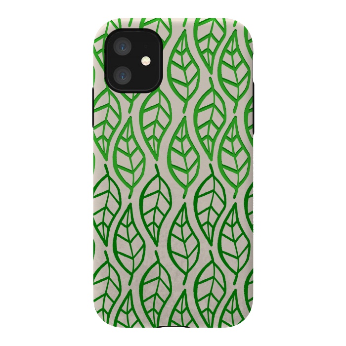 iPhone 11 StrongFit leaf pattern green by MALLIKA