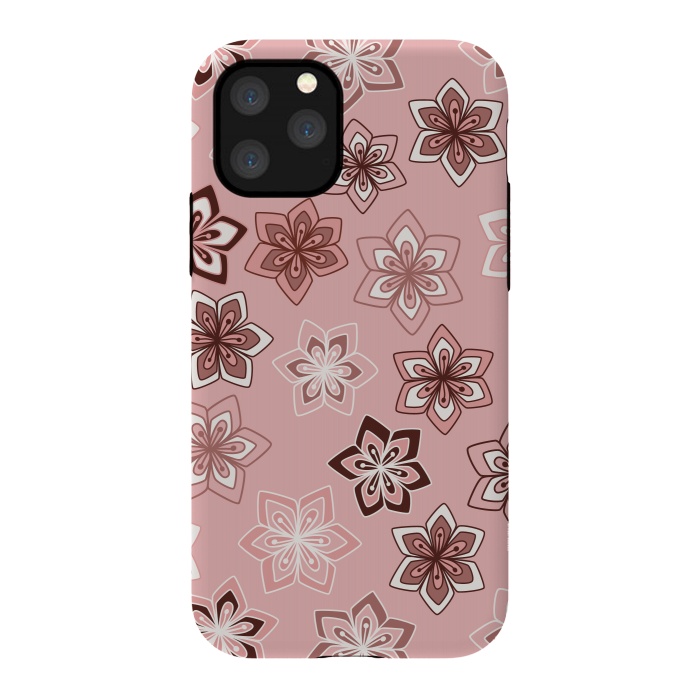 iPhone 11 Pro StrongFit Diamond flowers on pink by Paula Ohreen