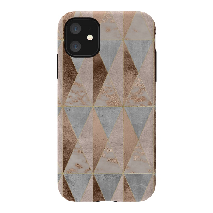 iPhone 11 StrongFit Modern Marble Geode Copper Triangle Argyle by  Utart