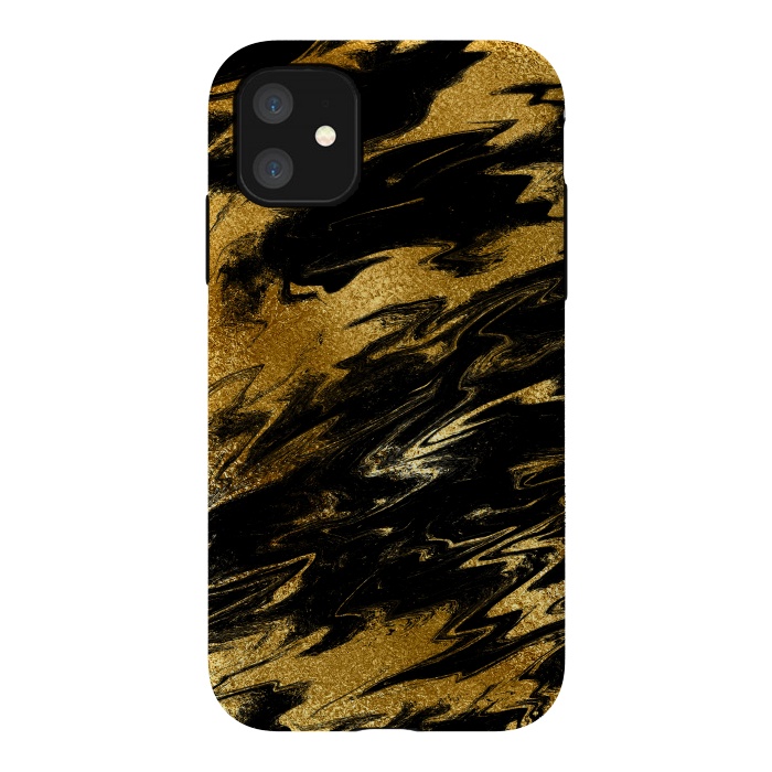 iPhone 11 StrongFit Black and Gold Marble by  Utart
