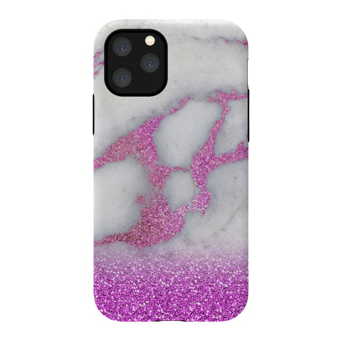 iPhone 11 Pro StrongFit Purple Glitter Veined Gray Marble by  Utart