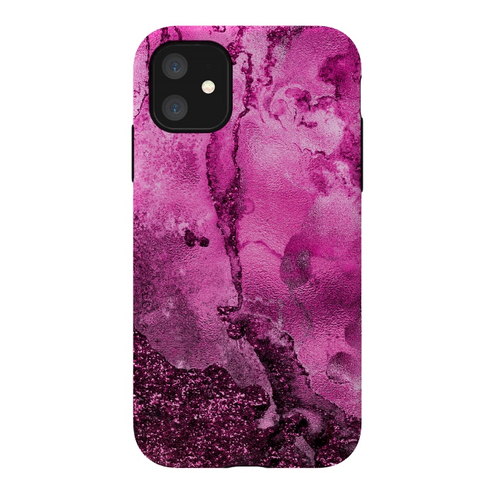 iPhone 11 StrongFit Purple and Pink Glittering Ink Marble by  Utart