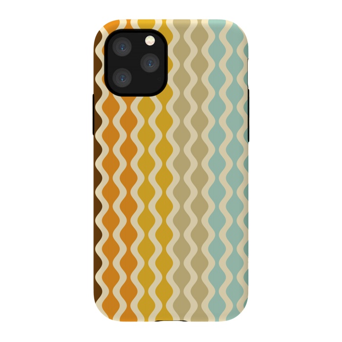 iPhone 11 Pro StrongFit Falling Waves in Orange and Blue by Paula Ohreen