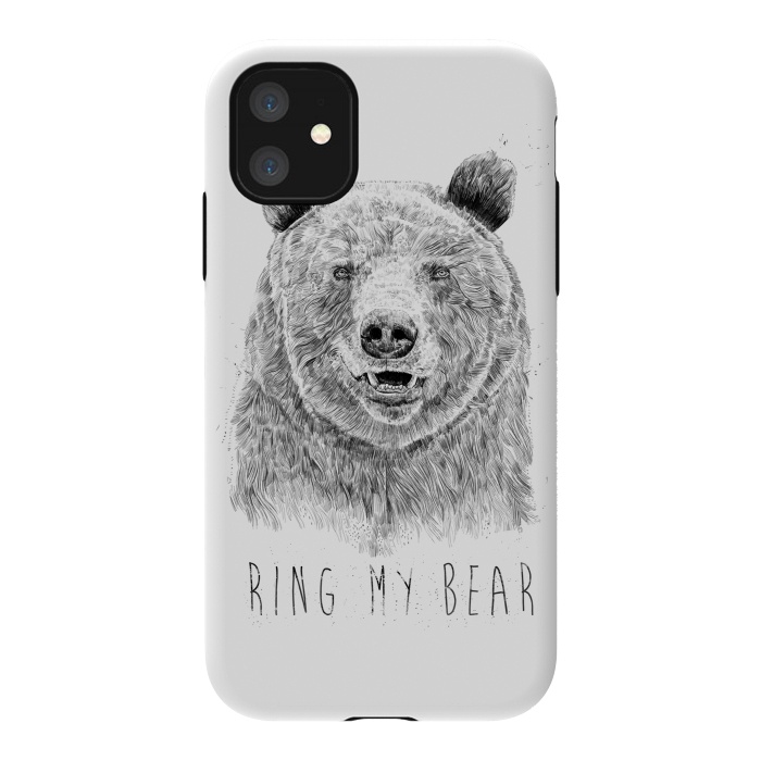 iPhone 11 StrongFit Ring my bear (bw) by Balazs Solti