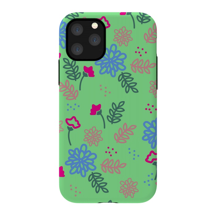 iPhone 11 Pro StrongFit blue pink floral pattern by MALLIKA