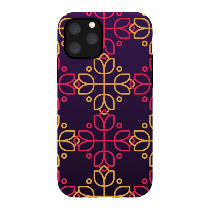 iPhone 11 Pro StrongFit yellow pink floral pattern by MALLIKA
