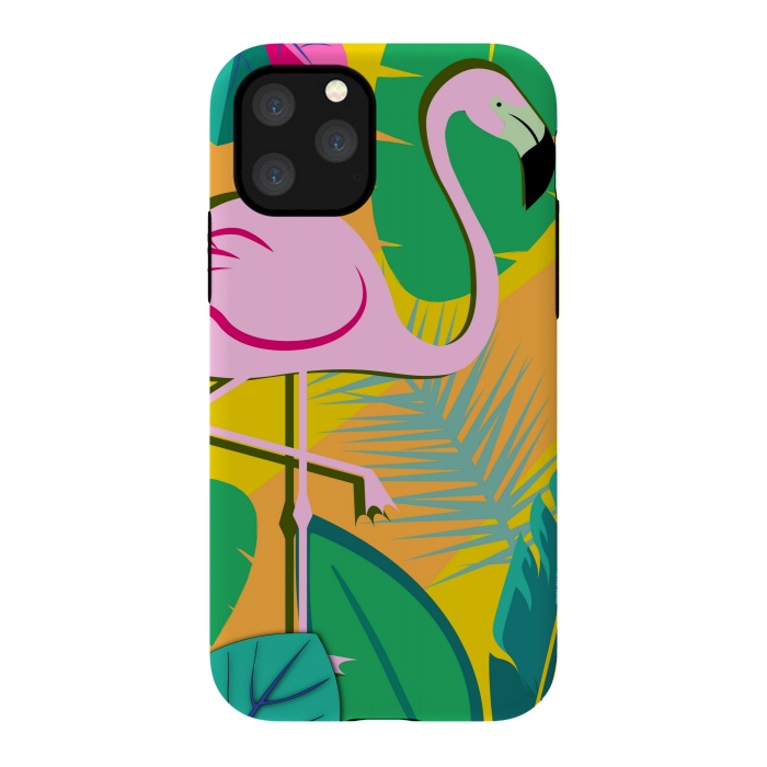 iPhone 11 Pro StrongFit yellow flamingo pattern by MALLIKA