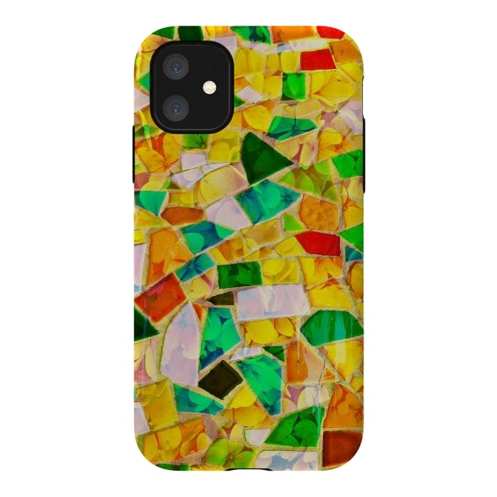 iPhone 11 StrongFit Yellow glass abstract art painting phone case by Josie