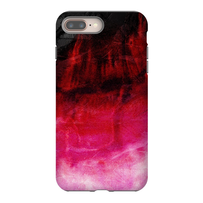 iPhone 7 plus StrongFit Red pink paint strokes abstract phonecase by Josie