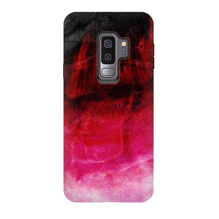 Galaxy S9 plus StrongFit Red pink paint strokes abstract phonecase by Josie