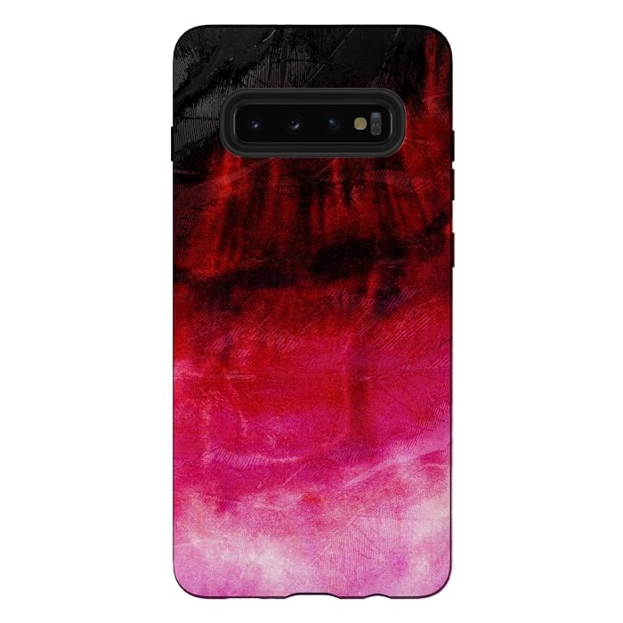 Galaxy S10 plus StrongFit Red pink paint strokes abstract phonecase by Josie