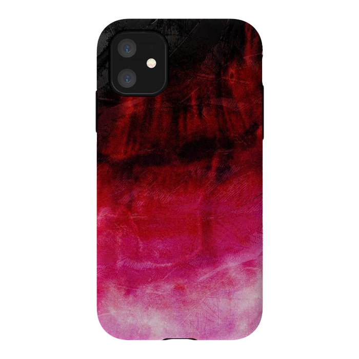 iPhone 11 StrongFit Red pink paint strokes abstract phonecase by Josie