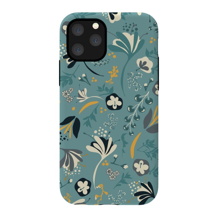 iPhone 11 Pro StrongFit Beautiful BC Bloom in Blue and Yellow by Paula Ohreen