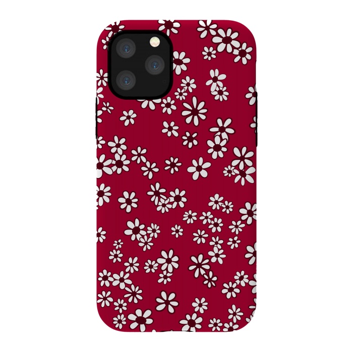 iPhone 11 Pro StrongFit Ditsy Daisies on Bright Pink by Paula Ohreen