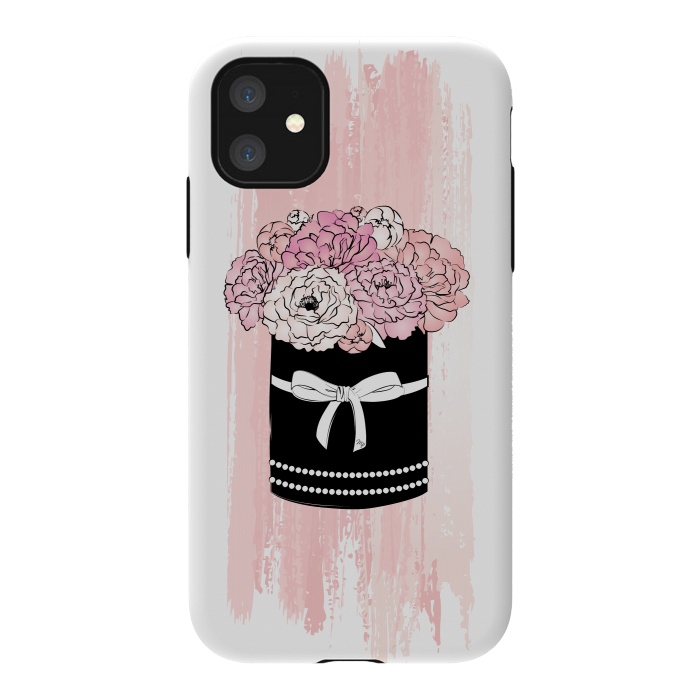 iPhone 11 StrongFit Flower Box with pink Peonies by Martina