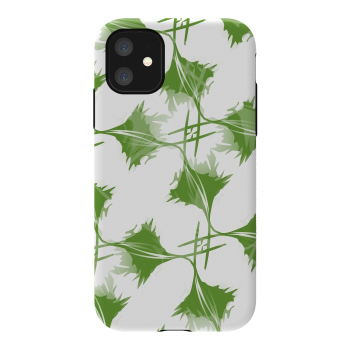 iPhone 11 StrongFit Green Leaves by Creativeaxle
