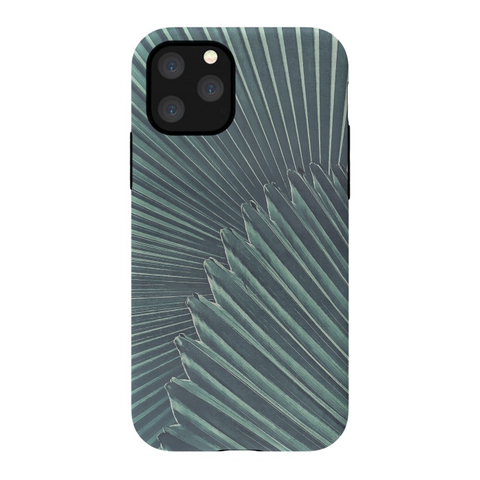 iPhone 11 Pro StrongFit Teal Palm Leaves by Andrea Haase