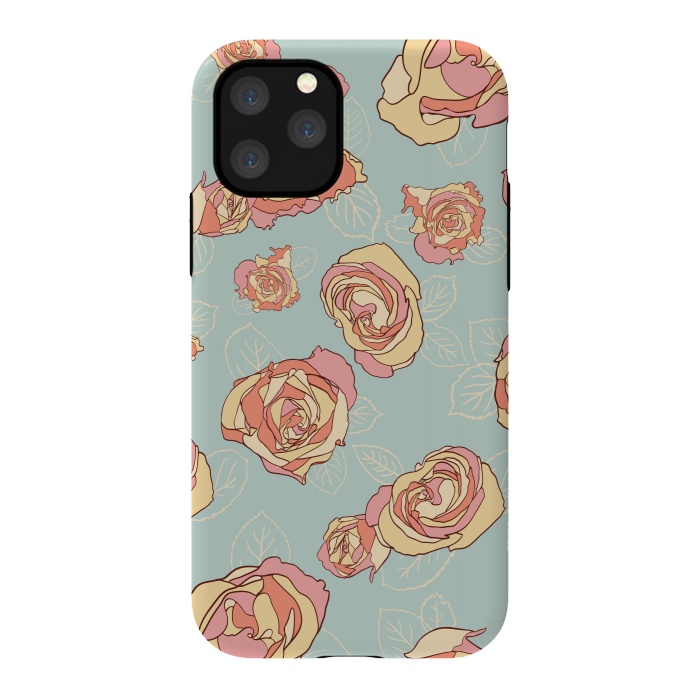 iPhone 11 Pro StrongFit Retro Roses by Paula Ohreen